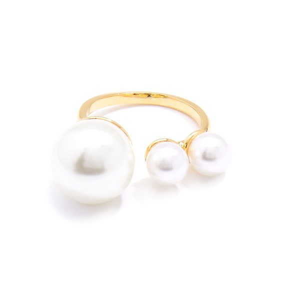 💥3for$28 New 3 Pearl Open Cuff Ring ~ Asymmetrical Triple Pearl Ring ~Designer - Picture 10 of 12